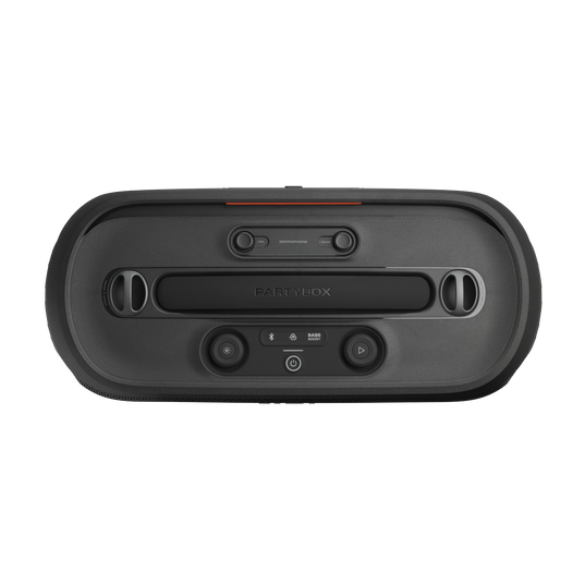 JBL PartyBox On-the-Go 2 - Black - Portable party speaker with one wireless digital mic, handle and a shoulder strap - Top