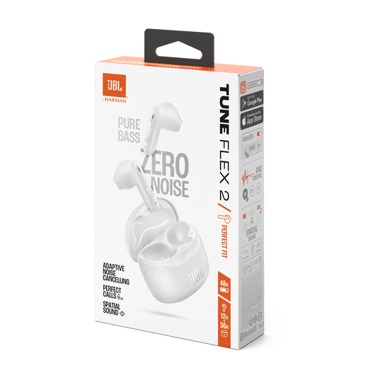JBL Tune Flex 2 - White - True Wireless Noise Cancelling Earbuds - Detailshot 15