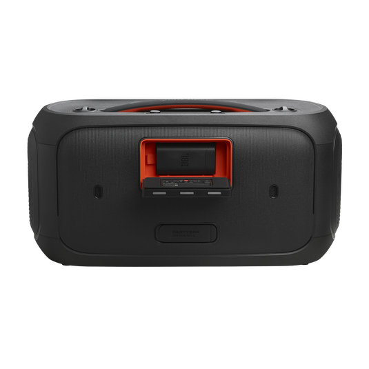 JBL PartyBox On-the-Go 2 - Black - Portable party speaker with one wireless digital mic, handle and a shoulder strap - Back image number null
