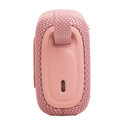 JBL Go 5 - Pink - Ultra-portable waterproof and drop-proof speaker with JBL legendary sound and ambient edge lighting - Left image number null