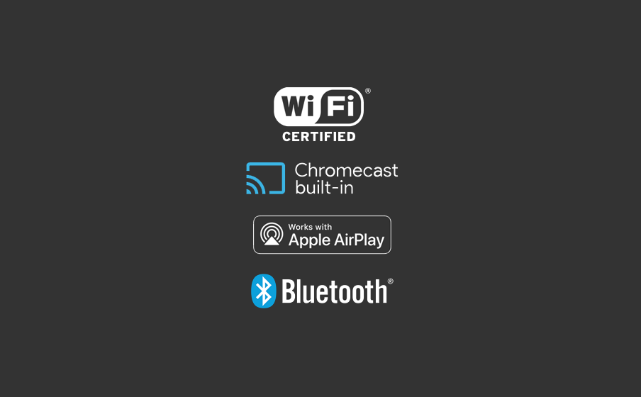 Audio en streaming inalámbrico a través de Chromecast, AirPlay 2 y Bluetooth
