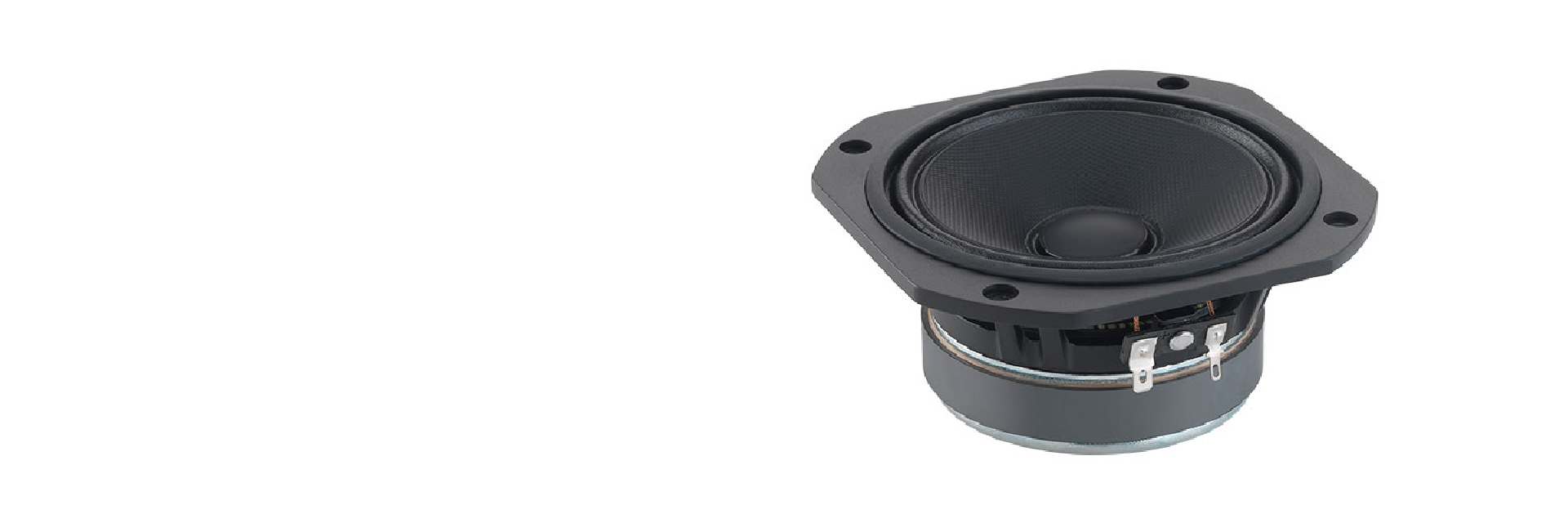 Altavoz en blanco de 300 mm con marco moldeado y cono de pulpa pura con puerto de vibración frontal.