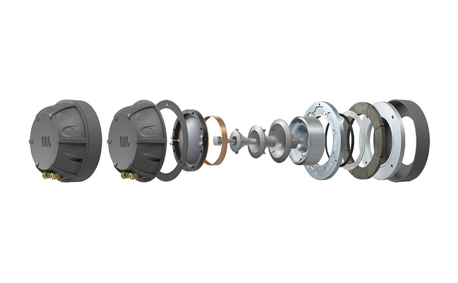 Controlador de compresión de diafragma de berilio puro de 100 mm acoplado a una bocina Bi-Radial patentada.